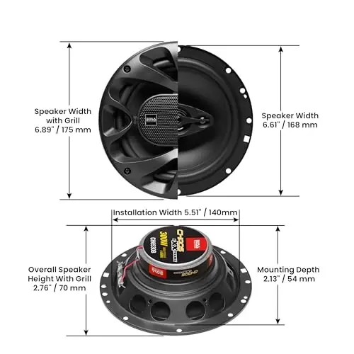 BOSS Audio Systems CH6530B 6.5 Inch Car Door Speakers - 300 Watts Max (Pair), Coaxial, 3 Way, Full Range, 4 OModazones, Sold in Pairs, Bocinas para Carro - 3