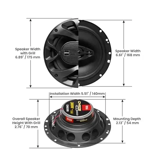 BOSS Audio Systems CH6530B 6.5 Inch Car Door Speakers - 300 Watts Max (Pair), Coaxial, 3 Way, Full Range, 4 OModazones, Sold in Pairs, Bocinas para Carro - 3