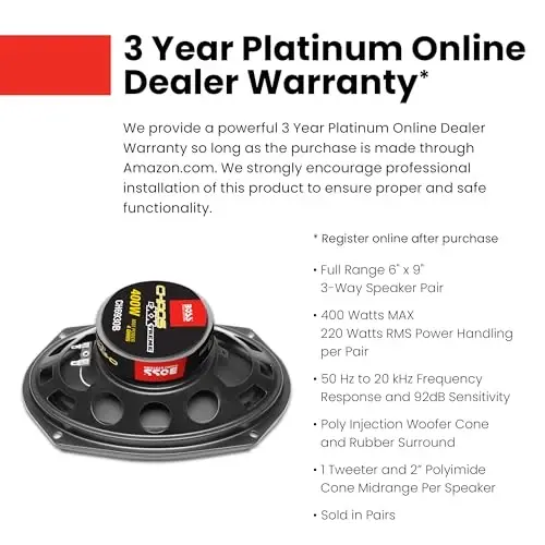 BOSS Audio Systems CH6930B Chaos Series 6 x 9 Inch Car Stereo Door Speakers - 400 Watts Max, 3 Way, Full Range Audio, Tweeters, Coaxial, Sold in Pairs - 2