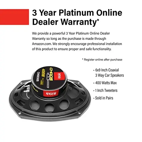 BOSS Audio Systems CH6930B Chaos Series 6 x 9 Inch Car Stereo Door Speakers - 400 Watts Max, 3 Way, Full Range Audio, Tweeters, Coaxial, Sold in Pairs - 4