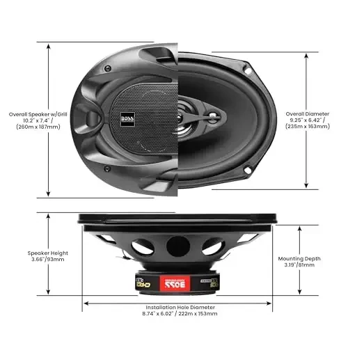 BOSS Audio Systems CH6930B 6 x 9 Inch Car Door Speakers - 400 Watts Max (Pair), Coaxial, 3 Way, Full Range, 4 OModazones, Sold in Pairs, Bocinas para Carro - 5