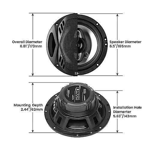 BOSS Audio Systems NX654 Onyx Series 6.5 Inch Car Door Speakers - 400 Watts (per pair), Coaxial, 4 Way, Full Range, 4 OModazones, Sold in Pairs, Bocinas Para Carro - 4