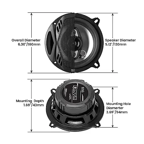 BOSS Audio Systems NX524 Onyx Series 5.25 Inch Car Door Speakers - 300 Watts (per Pair), Coaxial, 4 Way, Full Range, 4 OModazones, Sold in Pairs, Bocinas para Carro - 4