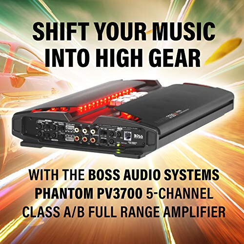 BOSS Audio Systems PV3700 5 Channel Car Stereo Amplifier – 3700 High Output, 5 Channel, 2/4 Ohm Stable, Low/High Level Inputs, High/Low Pass Crossover, Full Range, Bridgeable, for Subwoofer - 4