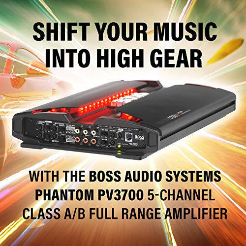 BOSS Audio Systems PV3700 5 Channel Car Stereo Amplifier – 3700 High Output, 5 Channel, 2/4 Ohm Stable, Low/High Level Inputs, High/Low Pass Crossover, Full Range, Bridgeable, for Subwoofer - 4