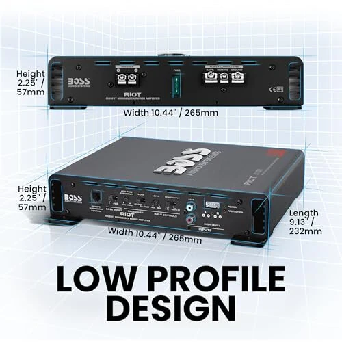 BOSS Audio Systems R1100M Monoblok Avtomobil Amplifikatori - 1100 Yuqori Chiqish, 2-8 OModazone Barqaror, Past/Yuqori Darajadagi Kirishlar, Past O'tish Chastotasi, MOSFET Quvvat Manbai - 2