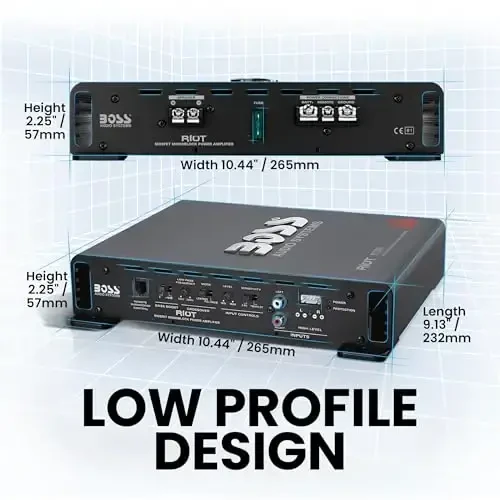 BOSS Audio Systems R1100M Monoblok Avtomobil Amplifikatori - 1100 Yuqori Chiqish, 2-8 OModazone Barqaror, Past/Yuqori Darajadagi Kirishlar, Past O'tish Chastotasi, MOSFET Quvvat Manbai - MODAZONE (1)