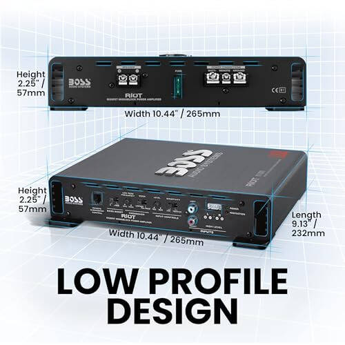 BOSS Audio Systems R1100M Monoblock Car Amplifier - 1100 High Output, 2-8 OModazone Stable, Low/High Level Inputs, Low Pass Crossover, MOSFET Power Supply - 2