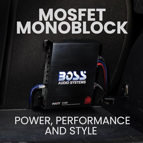 BOSS Audio Systems R1100M Monoblock Car Amplifier - 1100 High Output, 2-8 OModazone Stable, Low/High Level Inputs, Low Pass Crossover, MOSFET Power Supply - 3
