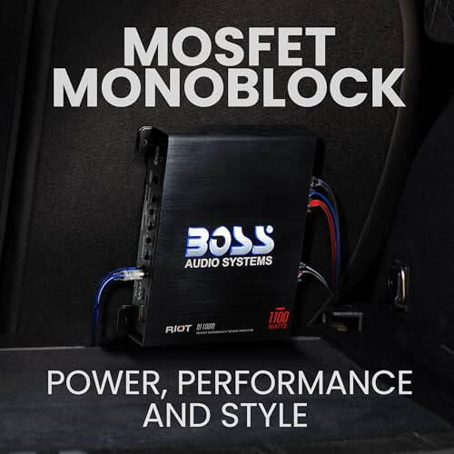 BOSS Audio Systems R1100M Monoblock Car Amplifier - 1100 High Output, 2-8 OModazone Stable, Low/High Level Inputs, Low Pass Crossover, MOSFET Power Supply - 3