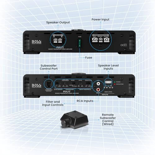 BOSS Audio Systems R1100M Monoblock Car Amplifier - 1100 High Output, 2-8 OModazone Stable, Low/High Level Inputs, Low Pass Crossover, MOSFET Power Supply - 4