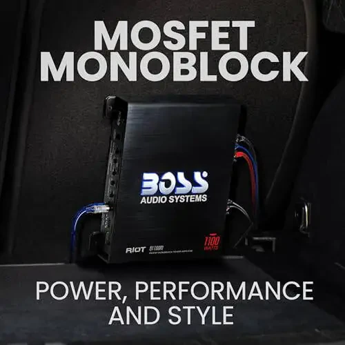 BOSS Audio Systems R1100M Monoblock Car Amplifier - 1100 High Output, 2-8 OModazone Stable, Low/High Level Inputs, Low Pass Crossover, MOSFET Power Supply - 3