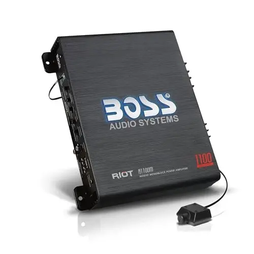 BOSS Audio Systems R1100M-S Monoblock Car Amplifier - 1100 High Output, 2-8 OModazone Stable, Low/High Level Inputs, Low Pass Crossover, MOSFET Power Supply - 1