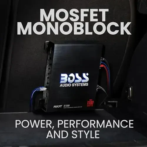 BOSS Audio Systems R1100M-S Monoblock Car Amplifier - 1100 High Output, 2-8 OModazone Stable, Low/High Level Inputs, Low Pass Crossover, MOSFET Power Supply - 3