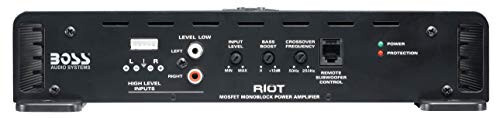 BOSS Audio Systems R1600M Monoblock Car Amplifier – 1600 W High Output, Low/High Level Inputs, Low Pass Crossover, Hook Up to Subwoofer for Bass - 4