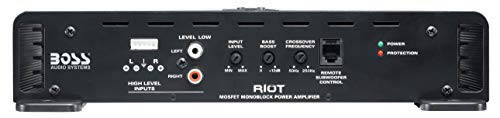 BOSS Audio Systems R1600M Monoblock Car Amplifier – 1600 W High Output, Low/High Level Inputs, Low Pass Crossover, Hook Up to Subwoofer for Bass - 4