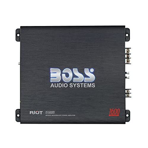BOSS Audio Systems R1600M Monoblokli Avtomobil Amplifikatori – 1600 Vt Yuqori Chiqish, Past/Yuqori Darajadagi Kirishlar, Past Oʻtish Chastotasi, Bass uchun Subwooferga Ulanish - 1