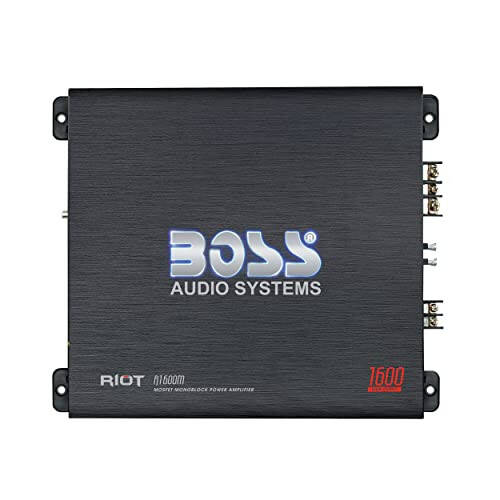 BOSS Audio Systems R1600M Monoblokli Avtomobil Amplifikatori – 1600 Vt Yuqori Chiqish, Past/Yuqori Darajadagi Kirishlar, Past Oʻtish Chastotasi, Bass uchun Subwooferga Ulanish - 1