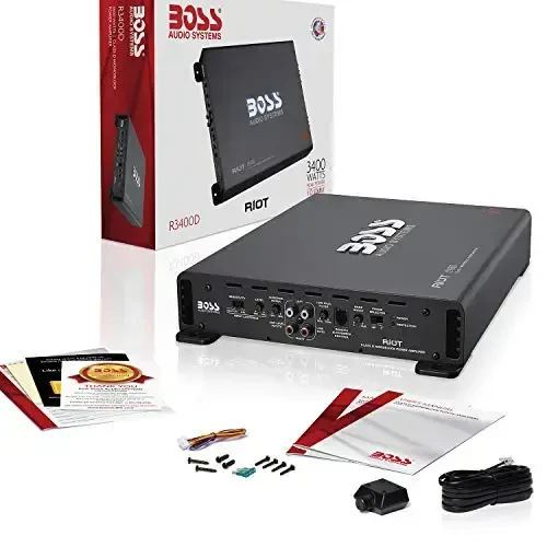 BOSS Audio Systems R3400D Class D Car Amplifier - 3400 High Output, 1 OModazone Stable, Digital, Monoblock, Mosfet Power Supply, Great for Subwoofers - 5