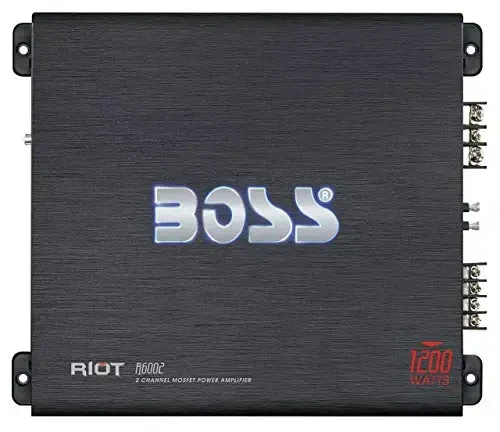 BOSS Audio Systems R6002 2 kanalli avtomobil amplifikatori - 1200 Yuqori chiqish, past/yuqori darajadagi kirishlar, yuqori/past o'tish krossoveri, bas uchun sabvuferga ulanish - BOSS