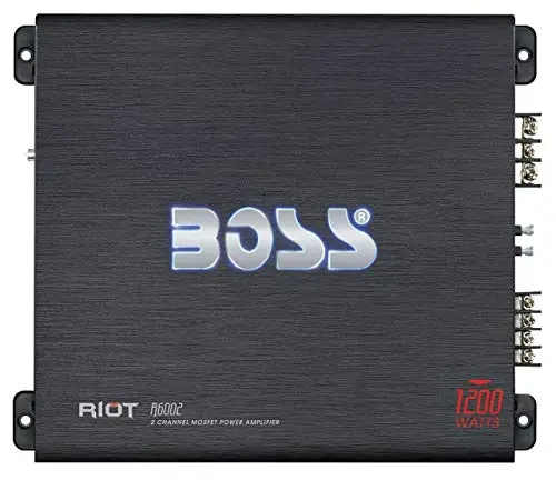 BOSS Audio Systems R6002 2 Channel Car Amplifier - 1200 High Output, Low/High Level Inputs, High/Low Pass Crossover, Hook Up to Subwoofer for Bass - 1