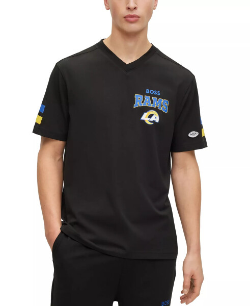 BOSS by Hugo Boss x NFL Erkaklar T-shirt Kollektsiyasi Los Anjeles Rams - Qora - 1