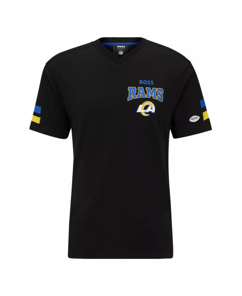 BOSS by Hugo Boss x NFL Erkaklar T-shirt Kollektsiyasi Los Anjeles Rams - Qora - 3