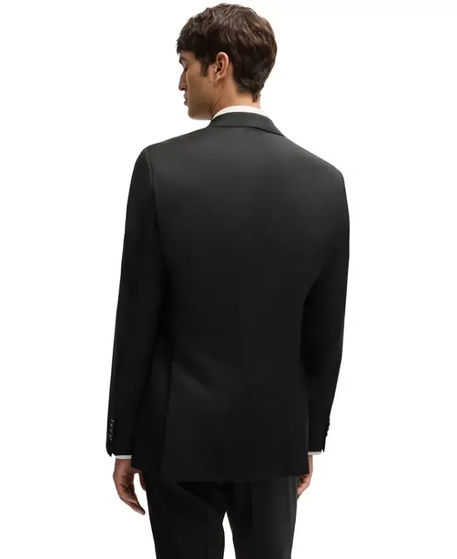 BOSS by Men's Virgin-Wool Serge Suit Jacket-Black - 3