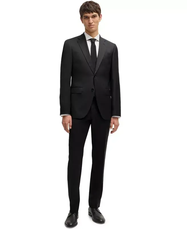 BOSS by Men's Virgin-Wool Serge Suit Jacket-Black - 4