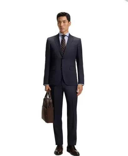 BOSS by Men's Virgin-Wool Serge Suit Jacket-Dark Blue 