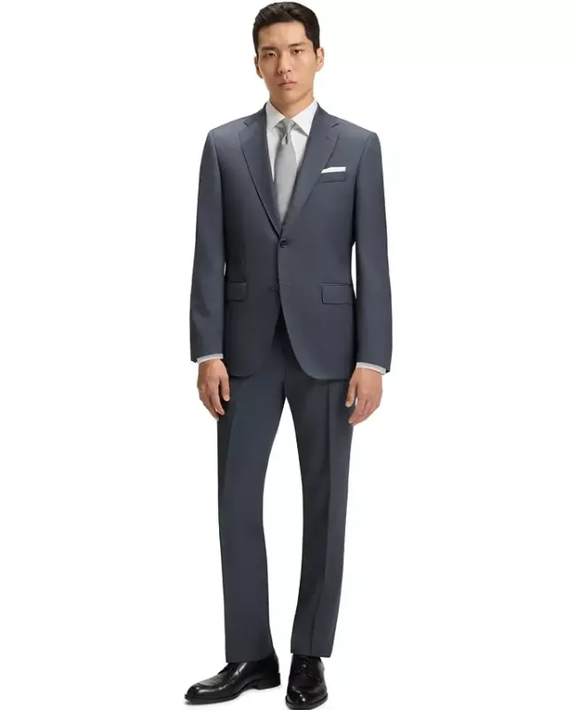 BOSS by Men's Virgin-Wool Serge Suit Jacket-Dark Gray - HUGO BOSS