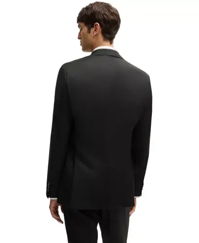 Men's Virgin-Wool Serge Suit Jacket - Black - 3