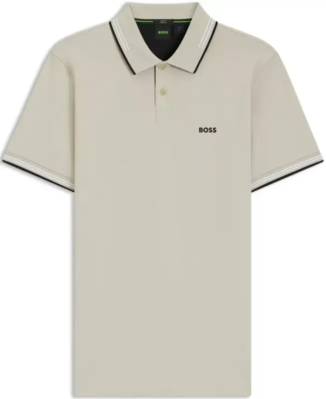 BOSS Erkek Esnek Pamuklu Slim-Fit Polo Yaka Tişört - Açık Bej - 8