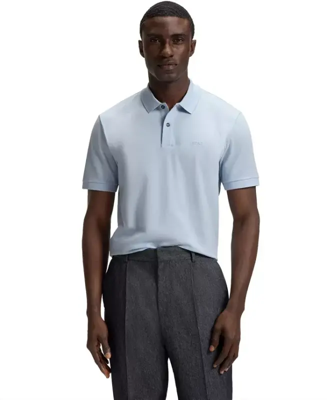 Men's Cotton Regular-Fit Polo Shirt - Light Blue - 1