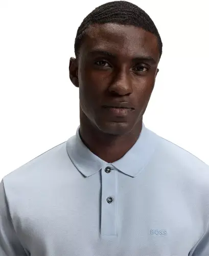 Men's Cotton Regular-Fit Polo Shirt - Light Blue - 2