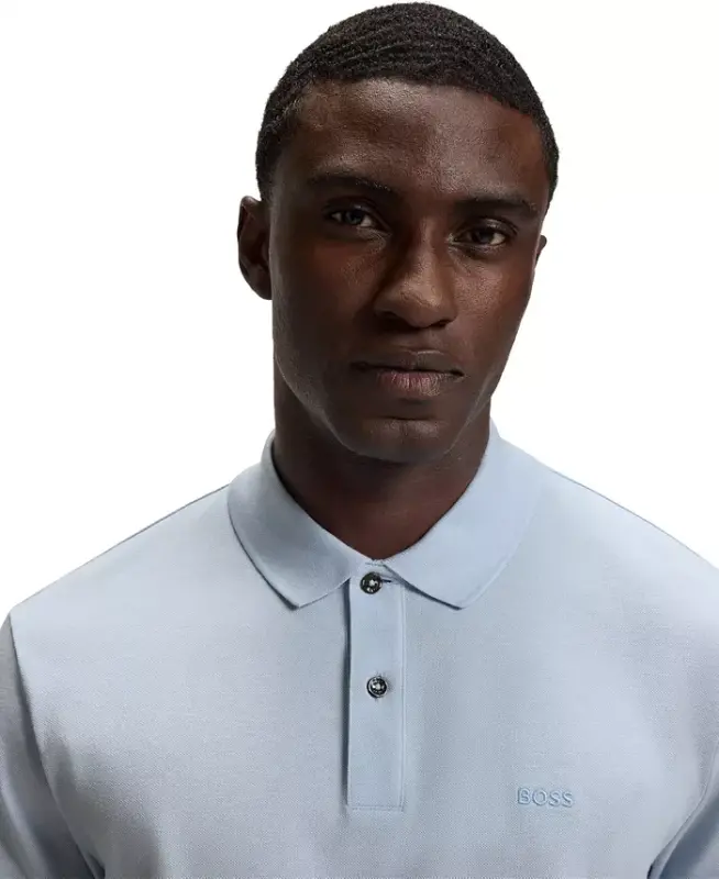 Men's Cotton Regular-Fit Polo Shirt - Light Blue - 2