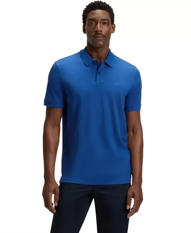 Men's Cotton Regular-Fit Polo Shirt - Medium Blue - 1