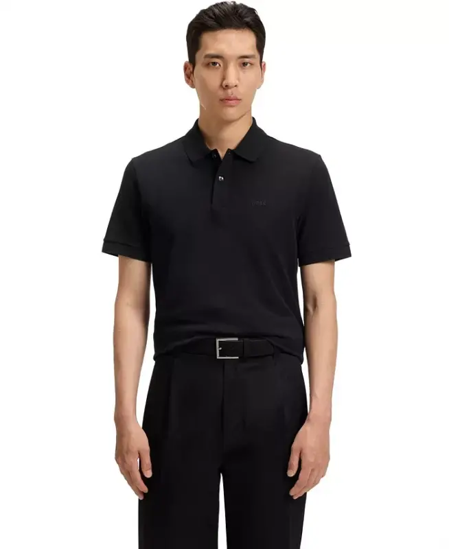 Men's Cotton Regular-Fit Polo Shirt - Black - 1