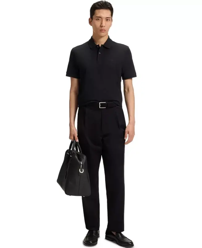 Men's Cotton Regular-Fit Polo Shirt - Black - 4