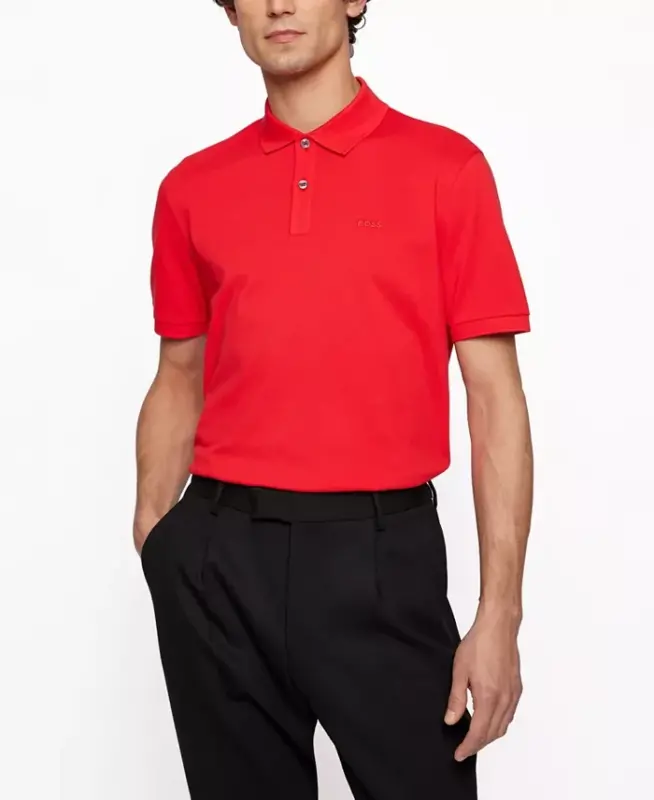 Men's Cotton Regular-Fit Polo Shirt - Medium Red - 1