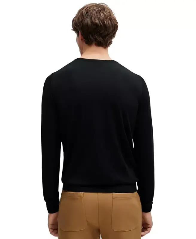 BOSS by Men's Slim Fit Merino Wool Sweater - Black - 2