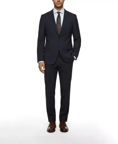 Men's Virgin-Wool Serge Suit Jacket - Dark Blue - 2