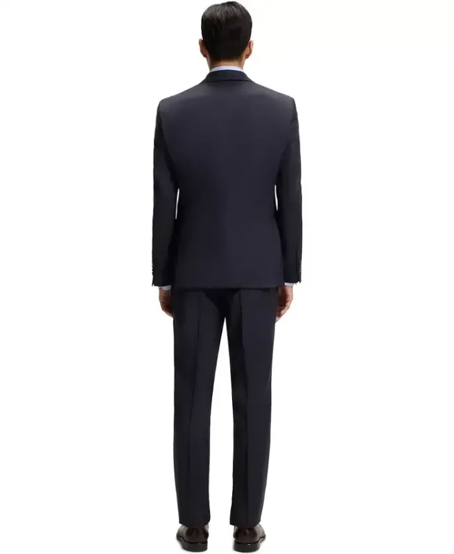 Men's Virgin-Wool Serge Suit Jacket - Dark Blue - 5