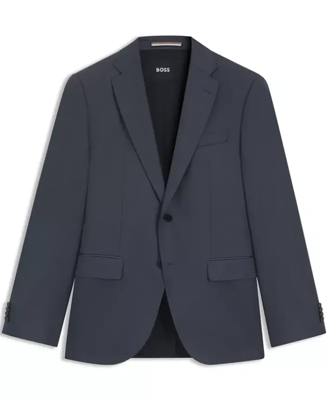 Men's Virgin-Wool Serge Suit Jacket - Dark Gray - 2