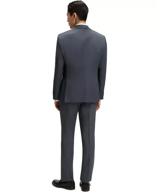 Men's Virgin-Wool Serge Suit Jacket - Dark Gray - 3