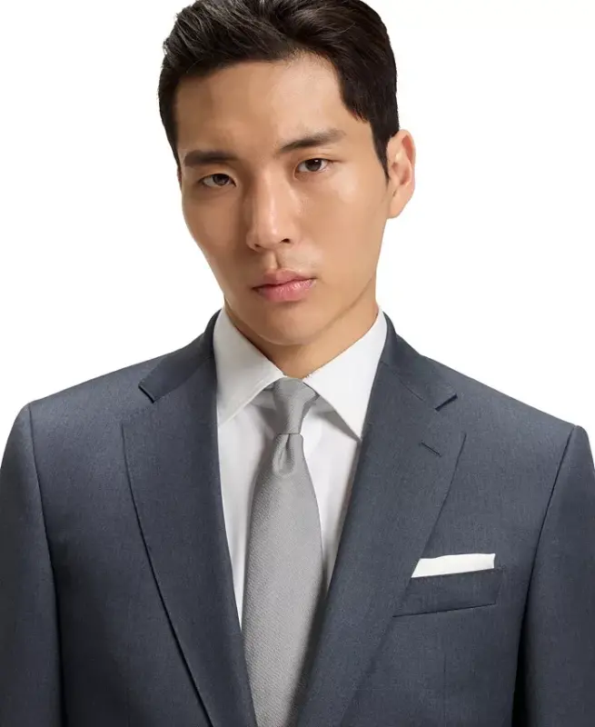 Men's Virgin-Wool Serge Suit Jacket - Dark Gray - 4