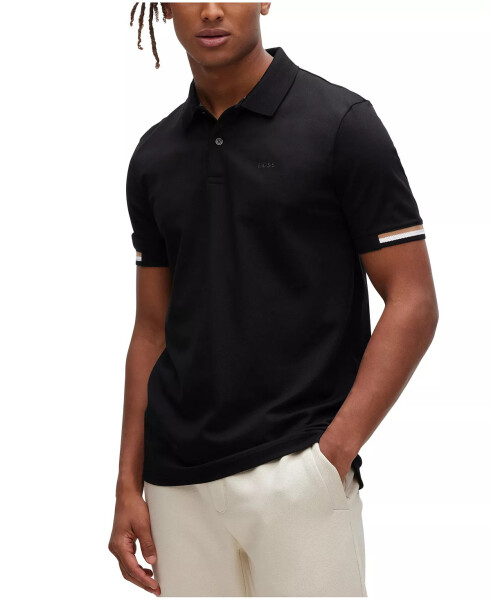 BOSS Erkekler Kauçuklaştırılmış Logo Slim Fit Polo Tişört Siyah - 1