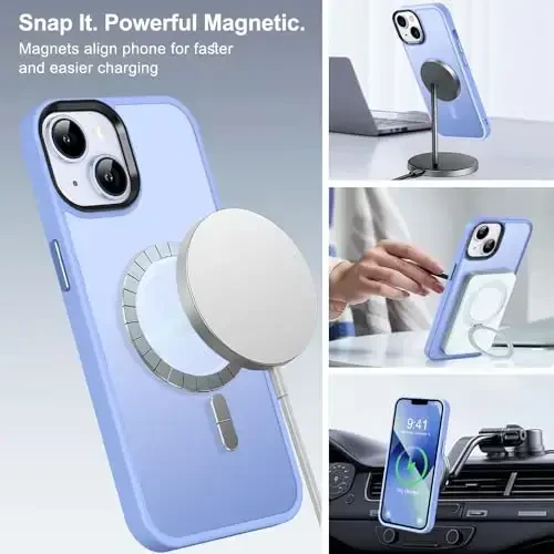 BossKiss Compatible with iPhone 13 Case, [Compatible with Magsafe] [Screen+Camera Protector] Magnetic Translucent Matte Women Men Girl Protective Cover for iPhone 13 6.1