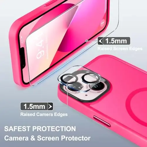 BossKiss Compatible with iPhone 13 Case, [Compatible with Magsafe] [Screen+Camera Protector] Magnetic Translucent Matte Women Men Girl Protective Cover for iPhone 13 6.1