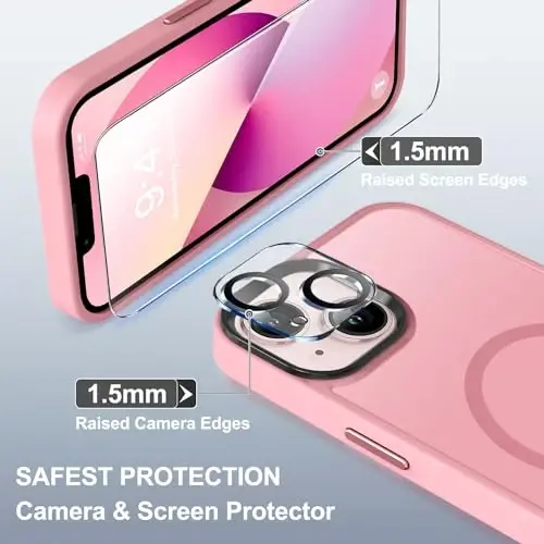 BossKiss Compatible with iPhone 13 Case, [Compatible with Magsafe] [Screen+Camera Protector] Magnetic Translucent Matte Women Men Girl Protective Cover for iPhone 13 6.1